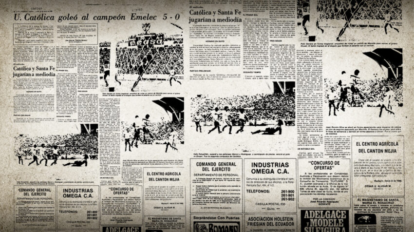 Imagen de Diario El Comercio del 24 de marzo de 1980, al día siguiente de la goleada de Universidad Católica a Emelec. 