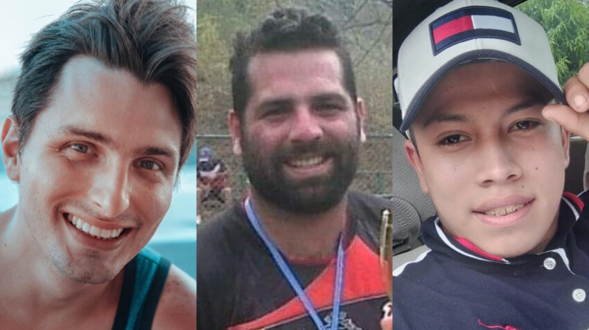 Santiago Jaramillo (i), Roberto Malta y Cristhian Segura, tres víctimas de accidentes de tránsito en Guayaquil, cuyas familias claman por justicia. 