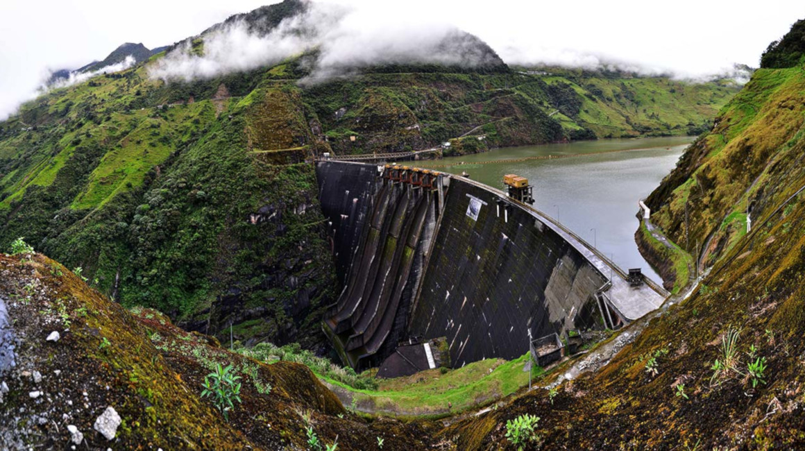 Una vista panorámica de la hidroeléctrica Paute-Molino, en Azuay, en 2020.