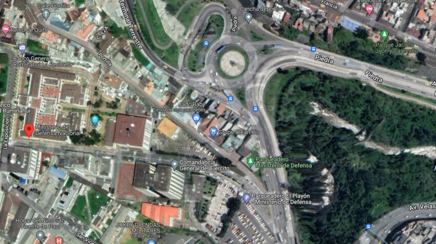 Imagen satelital del complejo del Ministerio de Defensa, en el sur de Quito.