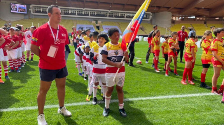 La selección Sub 12 de Ecuador, en la copa de rugby de los Príncipes de Mónaco.