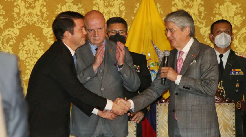 El presidente Guillermo Lasso posesionó a Francisco Jiménez como ministro de Gobierno, el 30 de marzo de 2022.