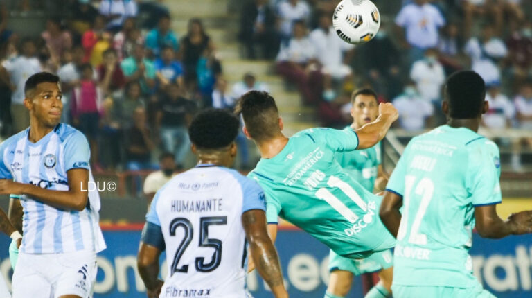 Michael Hoyos convirtió un golazo en el empate de Liga ante Guayaquil City, el sábado 21 de mayo de 2022.