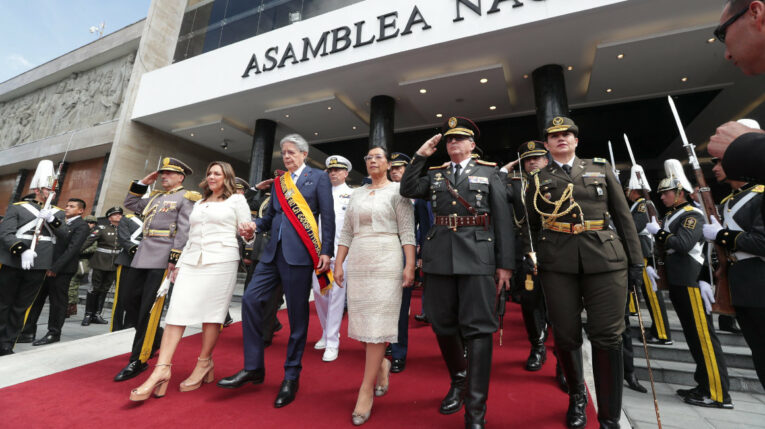 El presidente Guillermo Lasso durante el Informe a la Nación del primer año de su gestión el 24 de mayo de 2022.