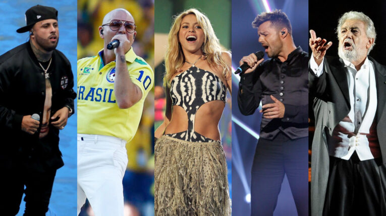 Nicky Jam, Pitbull, Shakira, Ricky Martin y Plácido Domingo han cantado canciones de los Mundiales.
