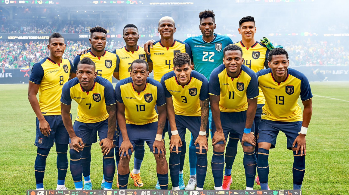 La selección de Ecuador, antes del amistoso ante México en Chicago, el 5 de junio de 2022.
