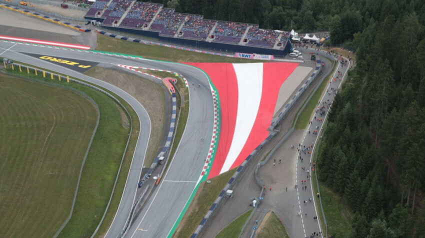 Toma aérea del circuito de Spielberg, en donde se corre del Gran Premio de Austria de la Fórmula 1.