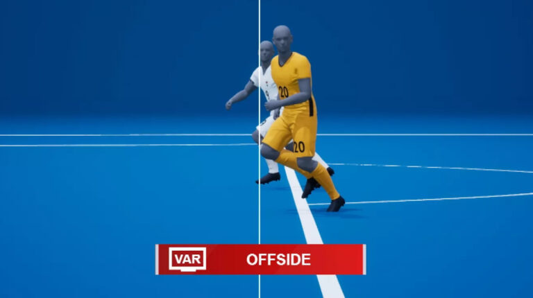 La animación 3D que la FIFA utilizará para mostrar el 'offside' semiautomático en el Mundial de Catar 2022.