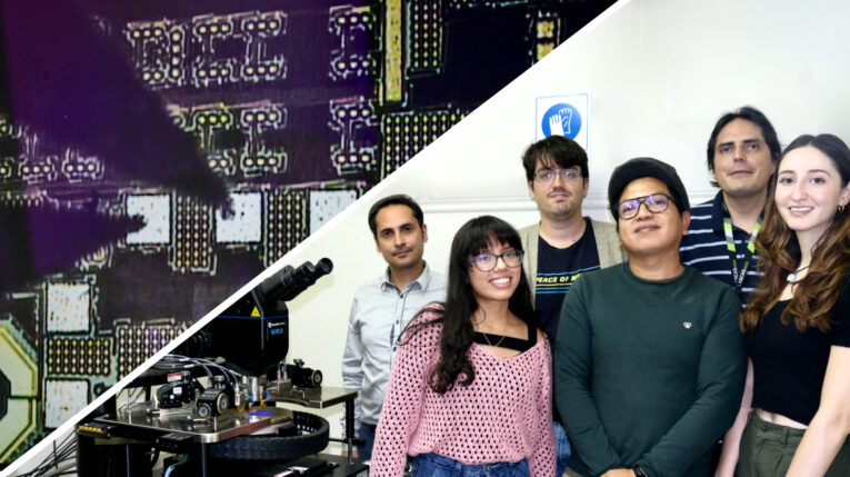 Varios de los alumnos que diseñaron el primer chip moderno de 180 nanómetros del país. 