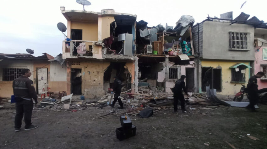 Una de las viviendas destruidas por la explosión que se registró en el barrio Cristo del Consuelo, en Guayaquil, el 14 de agosto de 2022.