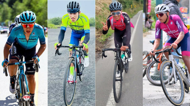 Imagen de los ciclistas ecuatorianos Martín López, Bryan Obando, Nixon Rosero y Lenin Montenegro.