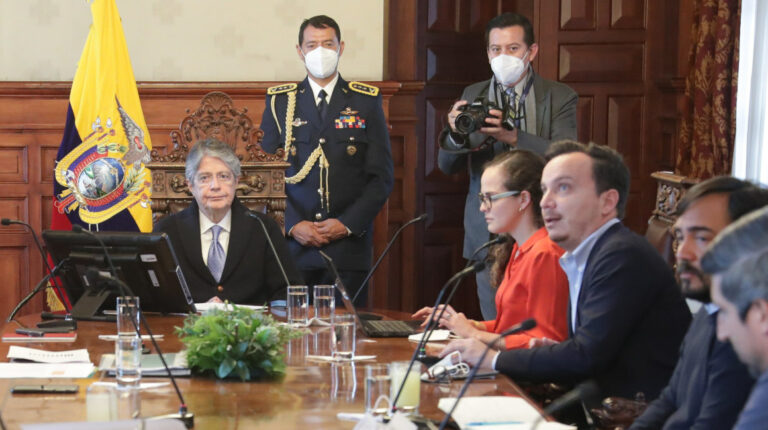 El presidente Guillermo Lasso en reunión del 3 de agosto de 2021.