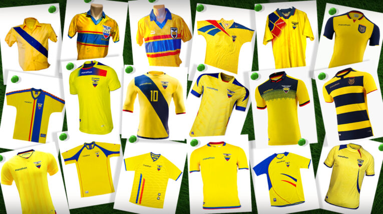 Imagen de las camisetas que la Selección ha usado en los distintos torneos.