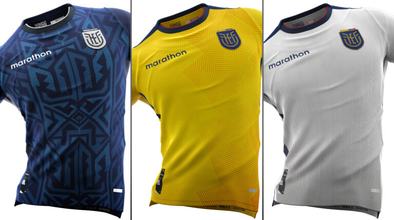 Estas son las camisetas que diseñó Marathon Sports para la participación de Ecuador en el Mundial de Catar 2022.