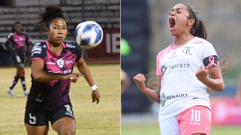Nayeli Bolaños de Dragonas y Maireth Pérez de Ñañas. Ambos equipos jugarán la final de la Superliga femenina 2022.
