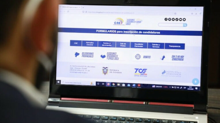 Imagen referencial sobre la inscripción de candidatos vía electrónica en la página web del Consejo Nacional Electoral.