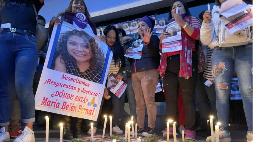 Plantón tras el hallazgo del cuerpo de María Belén Bernal, el 21 de septiembre de 2022, en Quito.