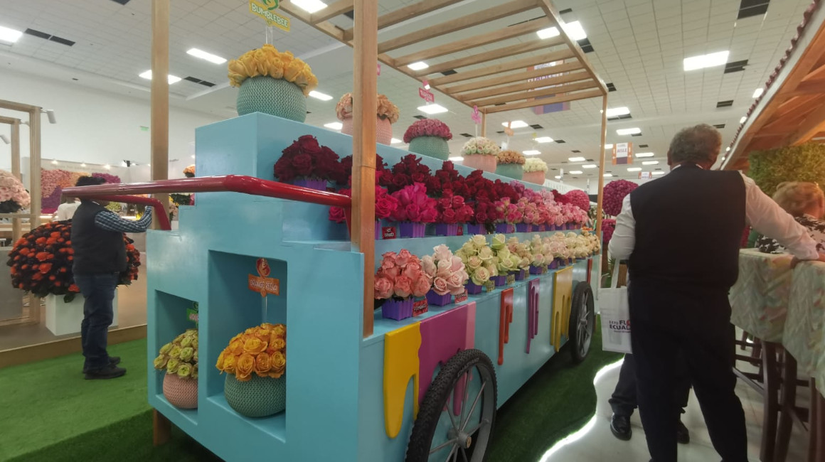 Un stand de flores en la Expo Flor Ecuador, realizada en Quito, el 5 de octubre de 2022. 