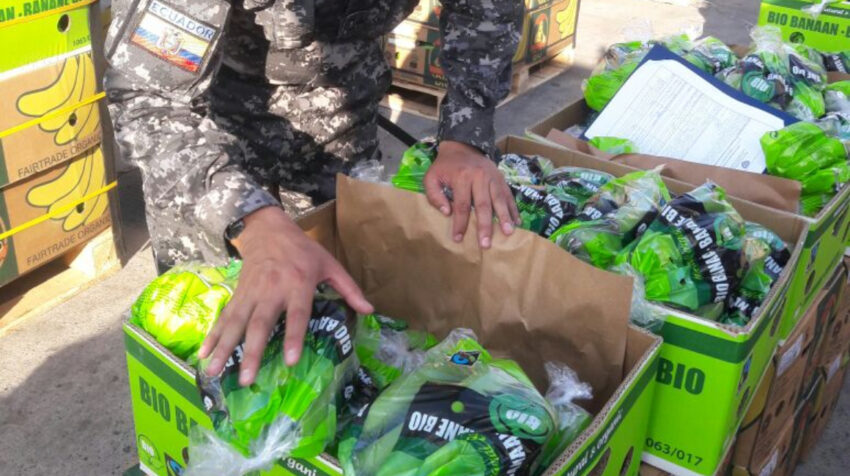 Controles policiales a un cargamento de cajas de banano en Puerto Bolívar, provincia de El Oro. El MAG investiga irregularidades en el sistema Unibanano.