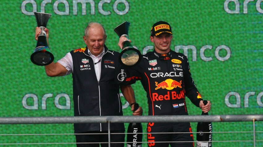 Max Verstappen festeja su título en el Gran Premio de Estados Unidos, el 23 de octubre de 2022.
