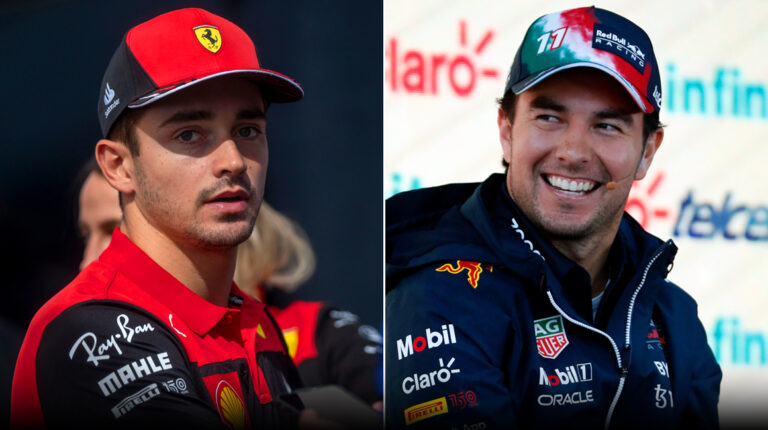 Los pilotos de la Fórmula 1 Charles Leclerc, de Ferrari, y Sergio 'Checo' Pérez, de Red Bull.