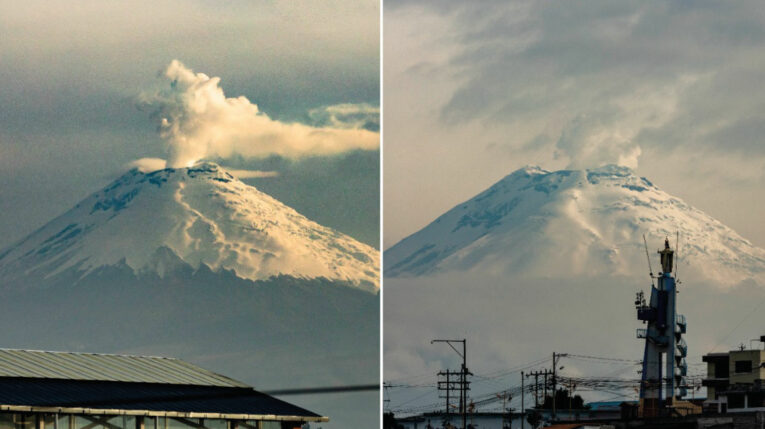 Impresionantes imágenes de las columnas de vapor del volcán Cotopaxi