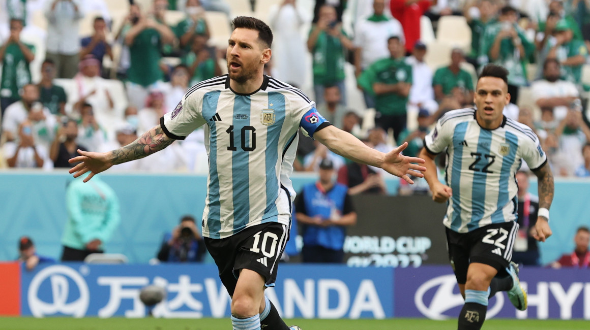 Lionel Messi festeja un un gol ante Arabia Saudita en el Mundial de Qatar, el 22 de noviembre de 2022.