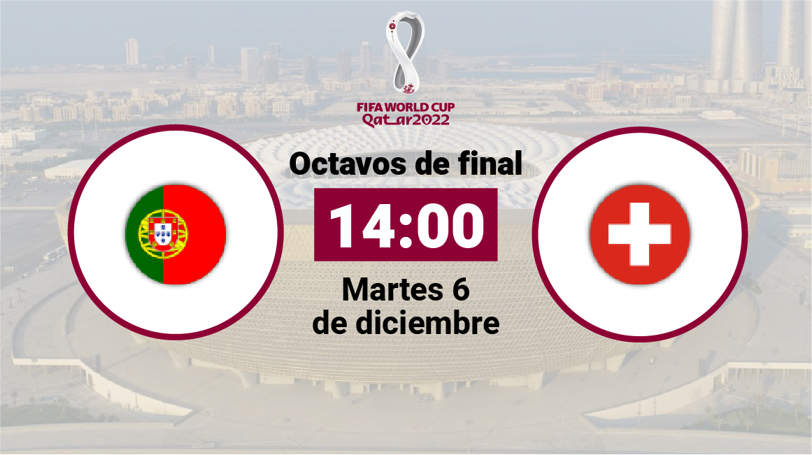 Portugal se enfrenta a Suiza el martes 6 de diciembre desde las 14:00.