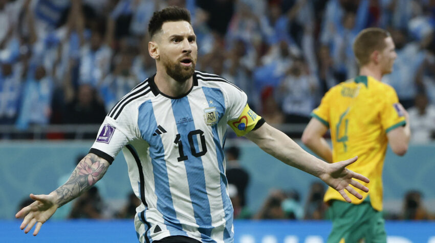 Lionel Messi festeja su gol ante Australia, en el Mundial de Qatar, el 3 de diciembre de 2022.
