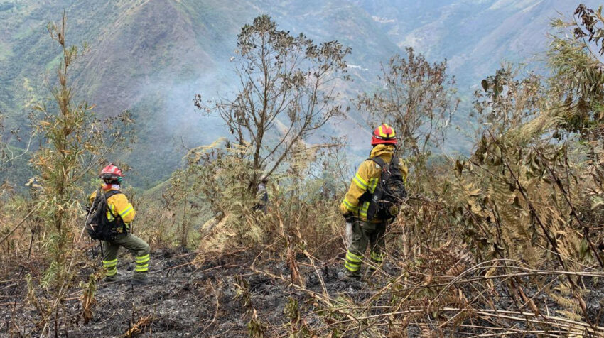 Bomberos de Cuenca en un incendio forestal en Molleturo en noviembre de 2022. 