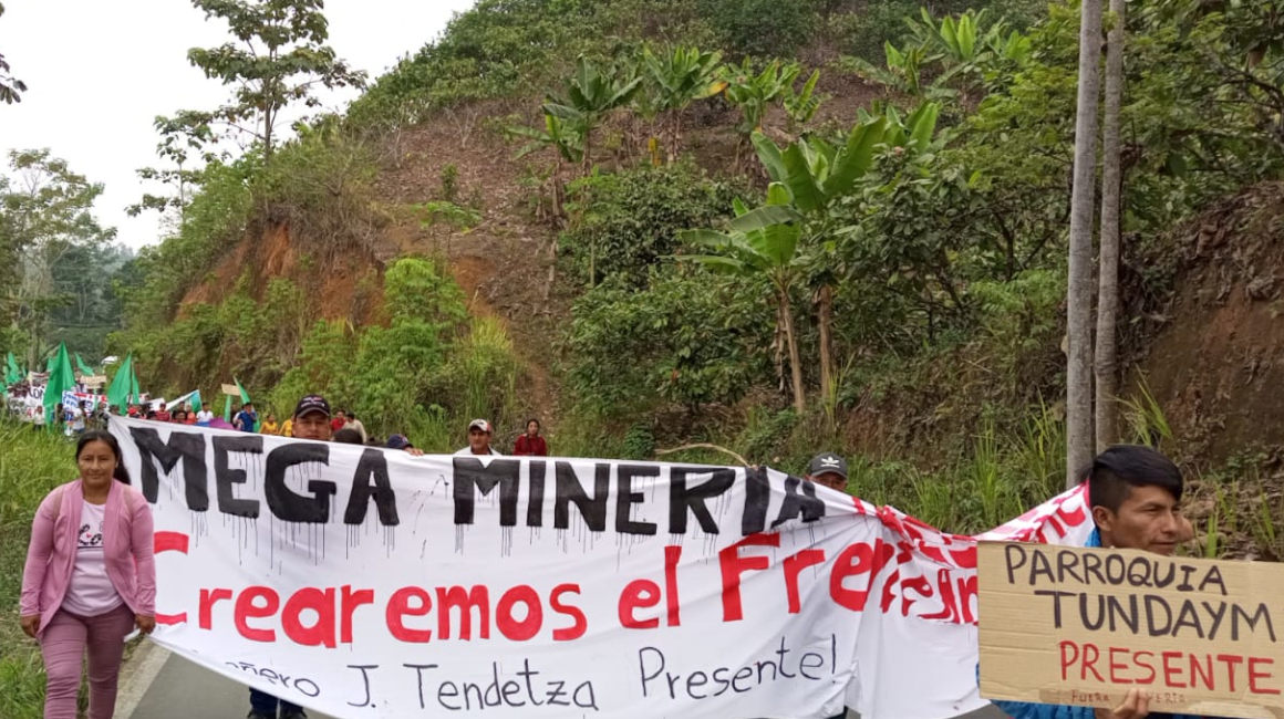 Protesta contra la minería en Bolívar, el 27 de noviembre de 2022, organizada por el Frente Nacional Antiminero.