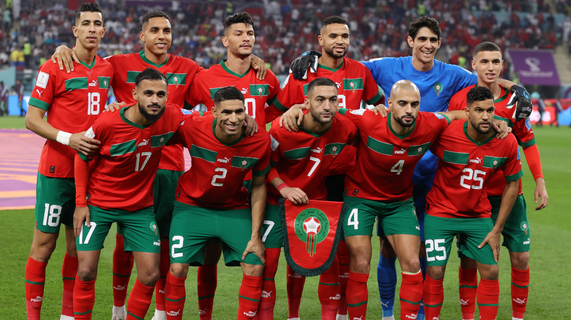 Los jugadores de Marruecos antes del partido por el tercer puesto del Mundial ante Croacia, el 17 de diciembre de 2022.