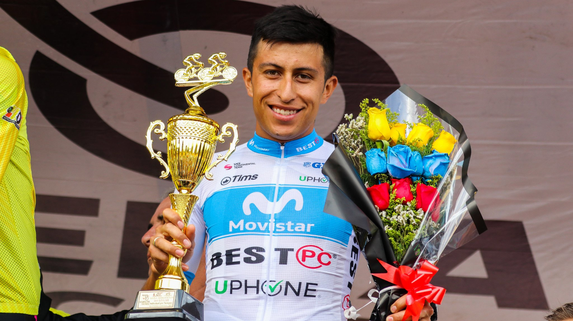Juan Diego Alba, en el podio de la Vuelta al Táchira, el 22 de enero de 2023.