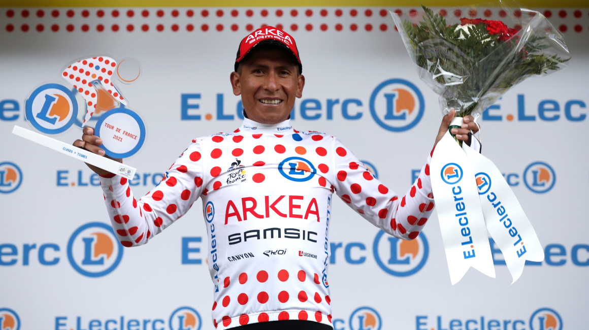 Nairo Quintana, con el maillot de líder de la montaña del Tour de Francia, el 4 de julio de 2021.