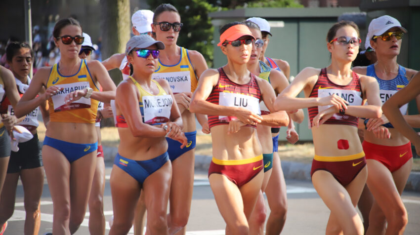La marchista Glenda Morejón, durante los Juegos Olímpicos de Tokio 2021.