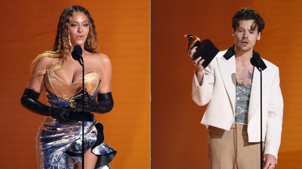 Beyoncé y Harry Styles, durante la entrega del Premio Grammy 2023, en Los Ángeles.