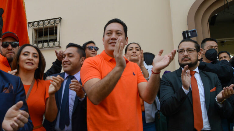 El alcalde electo de Cuenca, Cristian Zamora, durante la inscripción de su candidatura en septiembre de 2022.