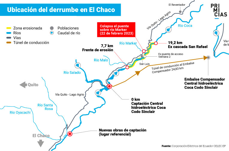 Ubicación del- derrumbe en El Chaco