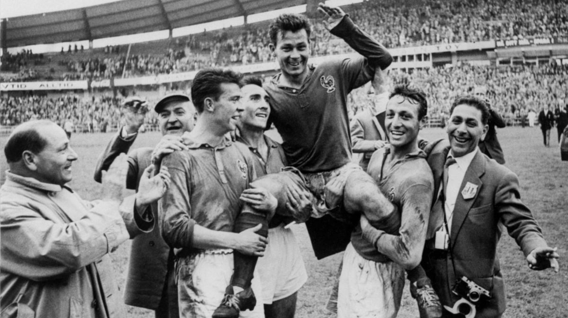El francés Just Fontaine, durante el Mundial de Suecia 1958.