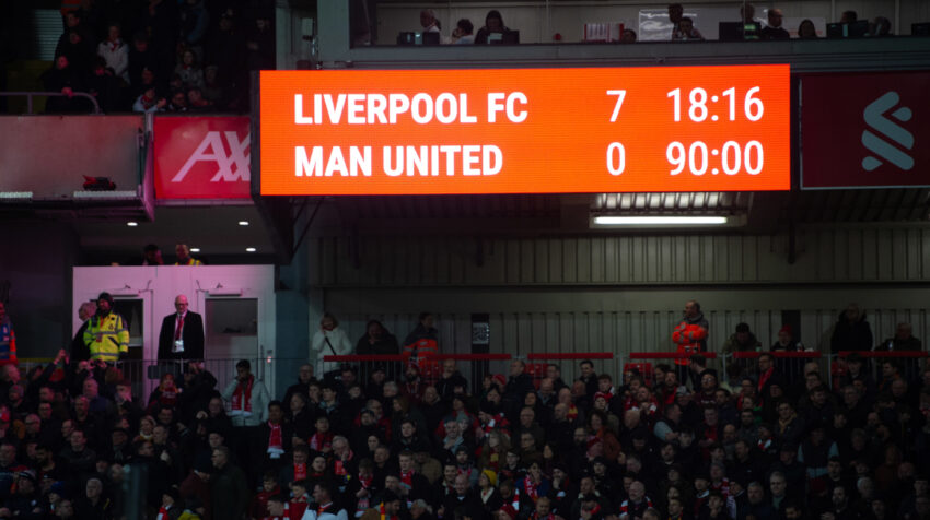 Marcador histórico: Liverpool 7 - Manchester United 0, el 5 de marzo de 2023.