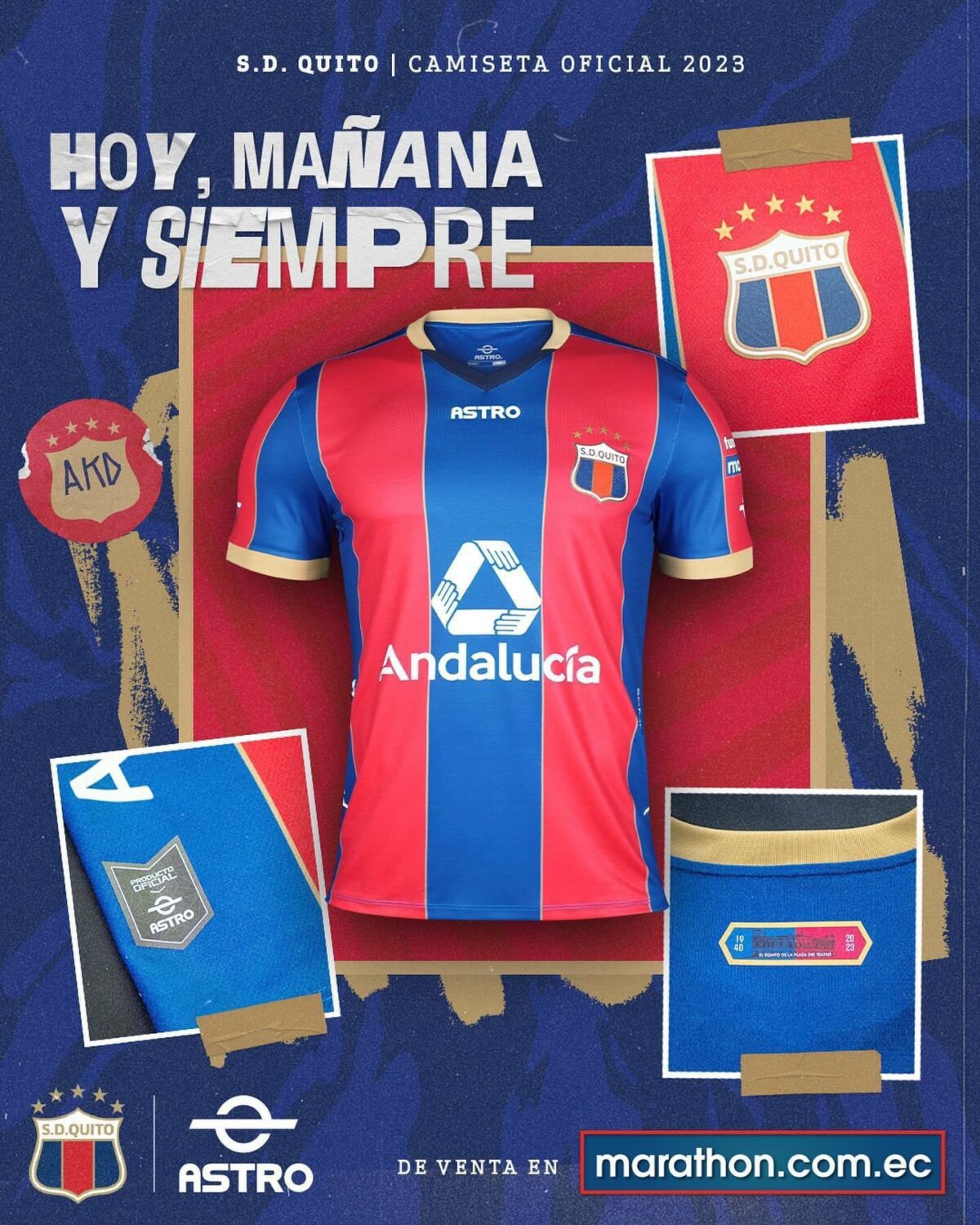 La camiseta titular del Deportivo Quito para la temporada 2023.