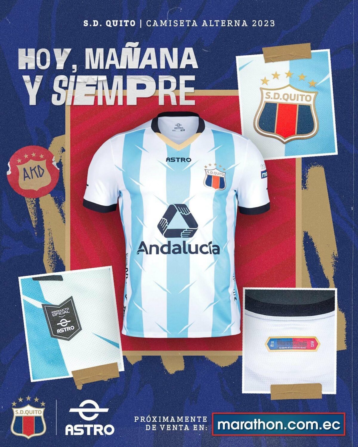 La camiseta alterna del Deportivo Quito para la temporada 2023.