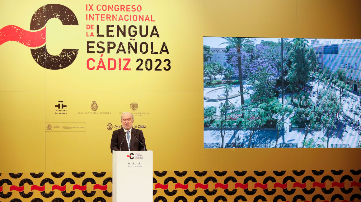El director de la RAE, Santiago Muñoz Machado durante la inauguración de la IX edición del Congreso Internacional de la Lengua Española, el 27 de marzo de 2023.