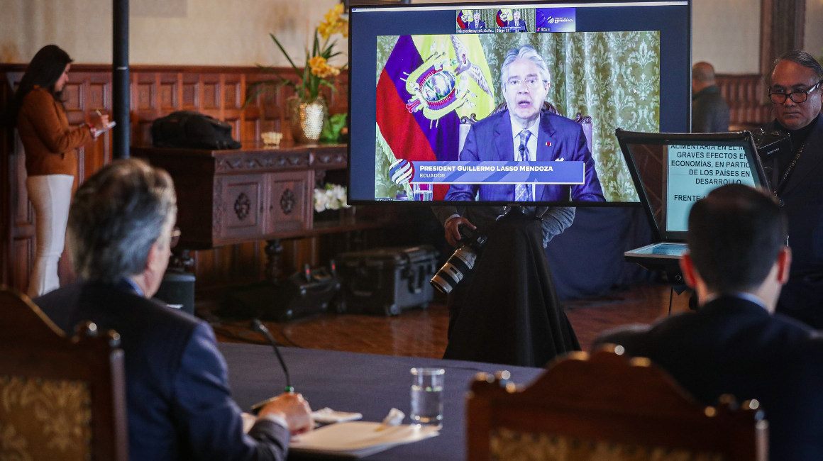 El presidente Guillermo Lasso participó de forma virtual de la Cumbre por la Democracia 2023, el 29 de marzo.