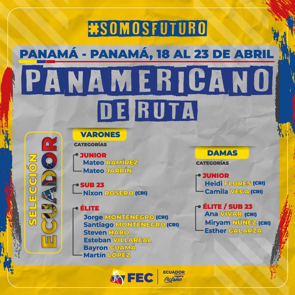 Lista de convocados de Ecuador para el Panamericano de Ruta 2023.