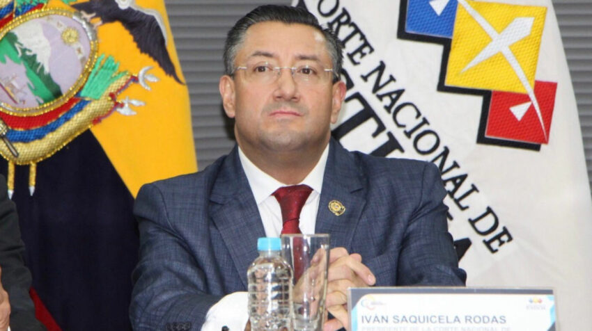 Iván Saquicela, presidente de la Corte Nacional de Justicia, durante la presentación del Plan de Capacitación de la CNJ, el 20 de abril de 2023.