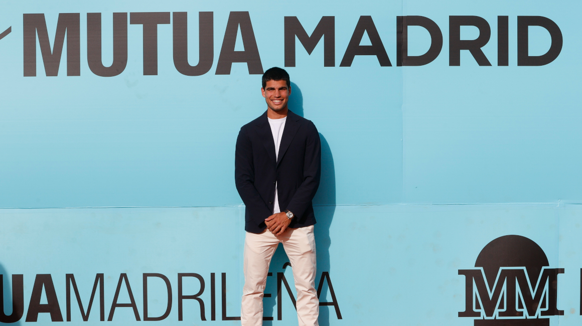 Carlos Alcaraz, durante la presentación oficial del Masters de Madrid, el 24 de abril de 2023.