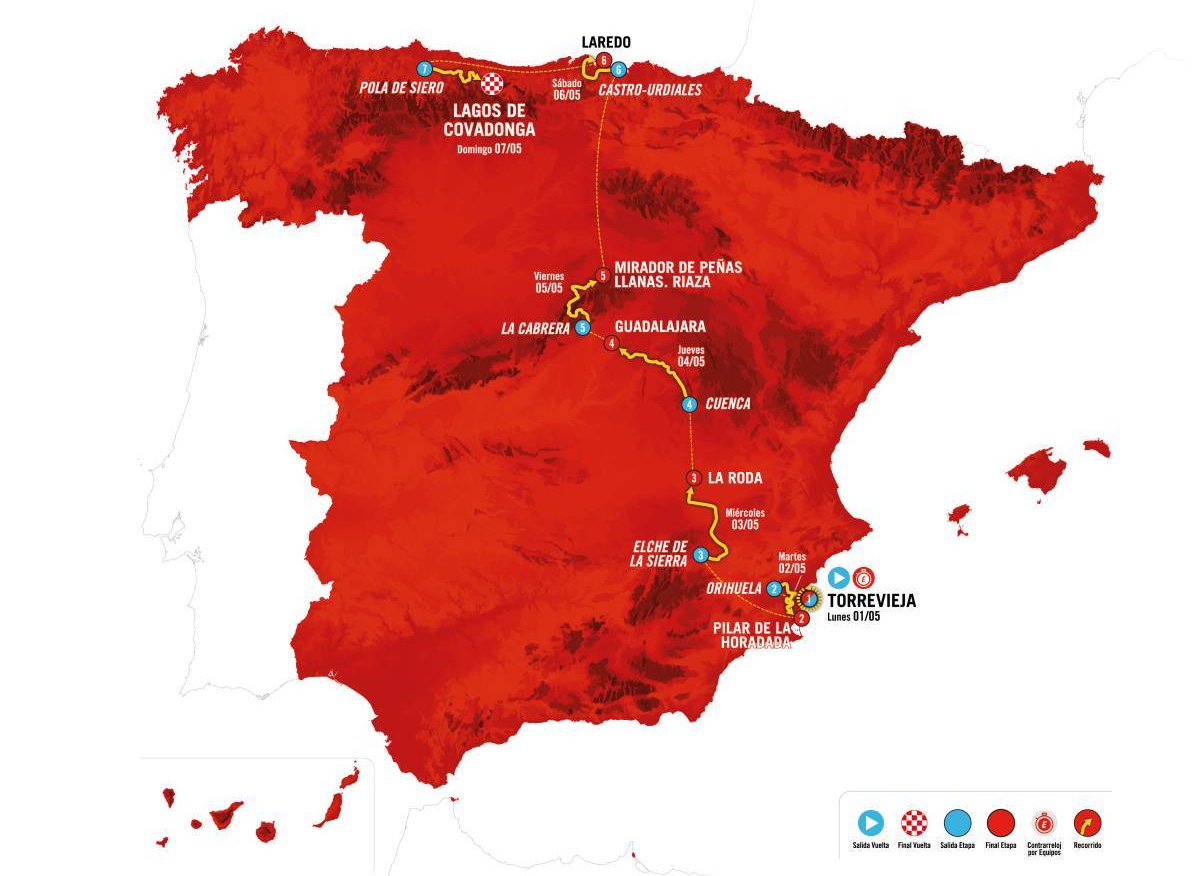 Recorrido total de la Vuelta a España 2023. 