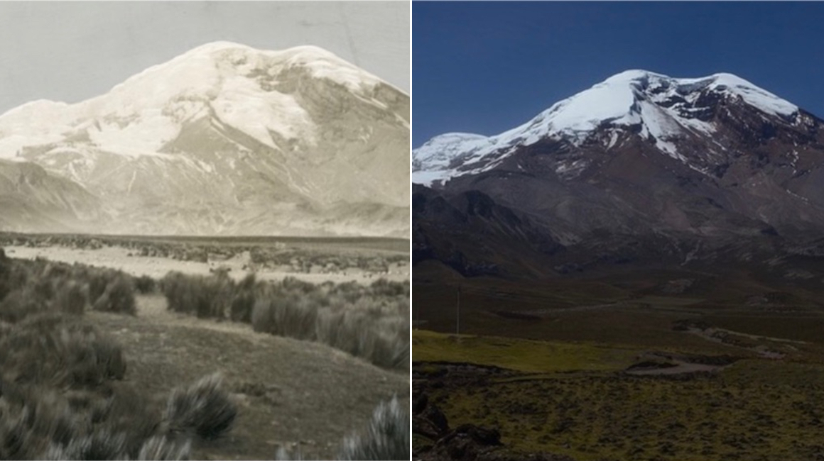 Antes y después del volcán Chimborazo.