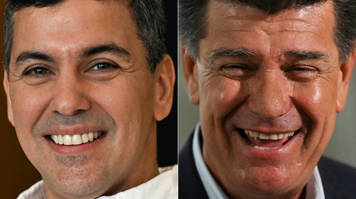 Los candidatos presidenciales en Paraguay, Santiago Peña y Efraín Alegre.